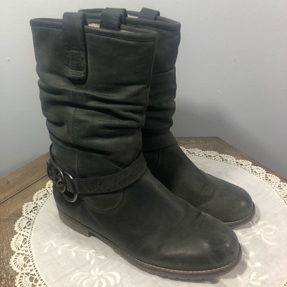 Soft Leather Biker Moto Ankle Boots Women’s Size 7